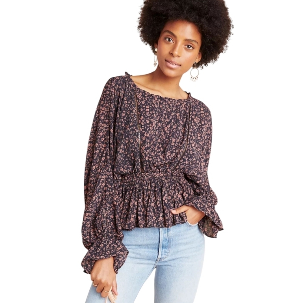 Anthropologie Nichola Peplum Blouse Women's XS